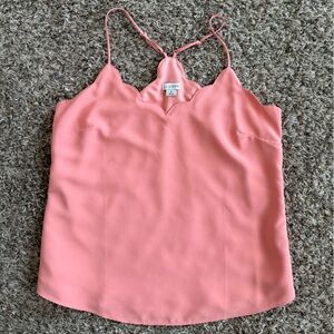 Scalloped Neck Pink Coral Cami Tank